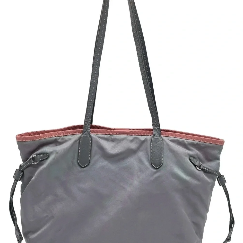 Authentic Prada Saffiano Nylon Gray Tote Bag W/C